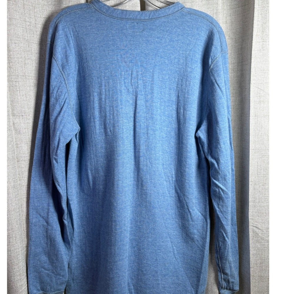 LL Bean River Driver's Shirt Mens Large Tall Blue Henley Wool Blend Made in USA - Picture 3 of 7